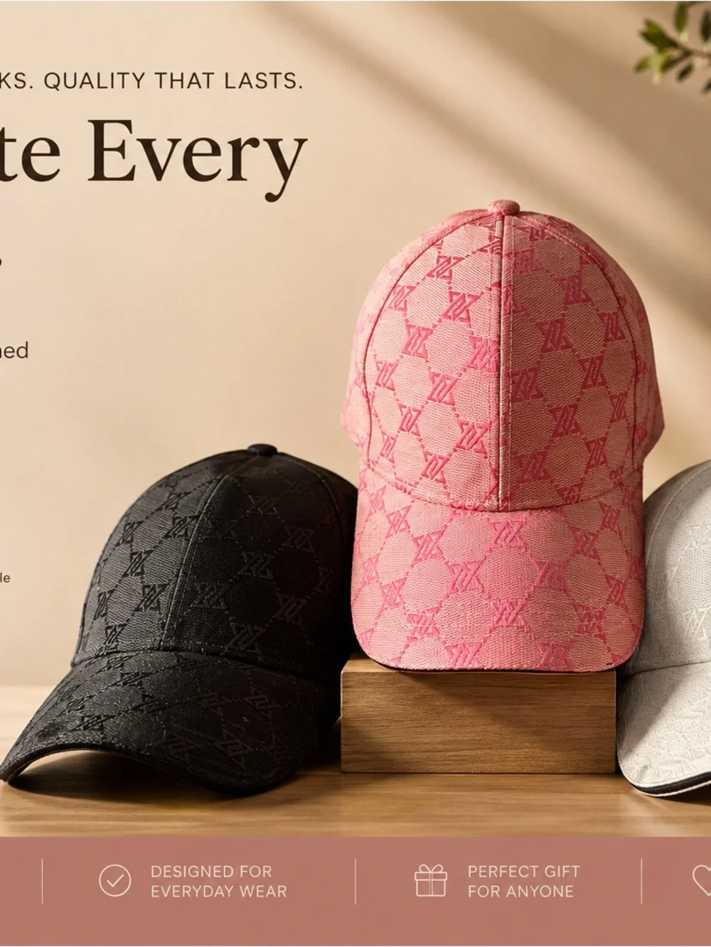 Women’s Pink Monogram Baseball Cap - Stylish Everyday Hat